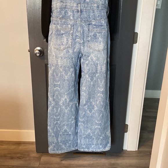 We The Free Wide by Free People Leg Denim Paisley Overalls - Picture 5 of 11